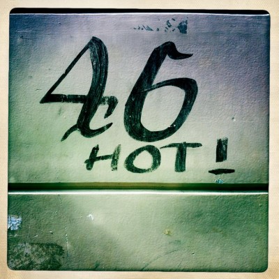 black hand written street number 46 in Amsterdam