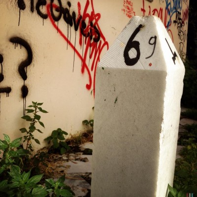 hand written black street number 69 in Athens