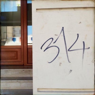 black hand written street number 314 on Rethymno Crete