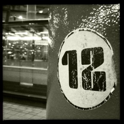 12 retro number 12 on a sticker in Amsterdam