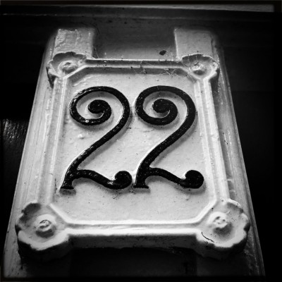 old fashion black house number 22 in Amsterdam